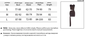 Size chart for slim fit cut-out dress in centimeters for S, M, and L sizes