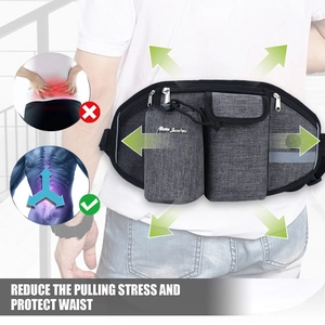 Ergonomic running belt detail showing stress reduction and waist protection design