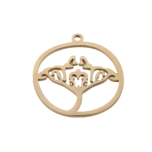 Polished gold round hollow pendant with vintage ruyi pattern for DIY necklace jewelry
