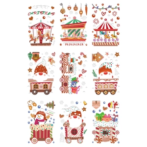 Christmas window decals set featuring Santa, snowman, and holiday motifs for glass decor