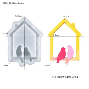 Silicone bird house mold with dimensions 12.8x9.5x1.7cm for resin wind chime pendants