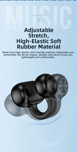 Detail of flexible wireless clip-on earphone with adjustable soft rubber material