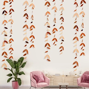 Golden autumn leaf garland paper bunting for wedding party and home wall decoration