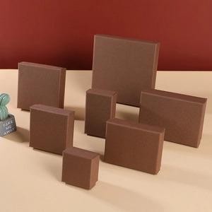 Vintage brown textured jewelry gift boxes in various sizes for rings and necklaces