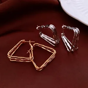 Irregular Geometric Multi Layer Earrings With 925 Sterling Silver Earring Post Real Gold Plated Copper Hammered Jewelry