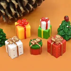 Christmas Gift Box Miniature Resin Ornaments DIY Crafting Accessories Desktop Decor Micro Landscape Cute Festive Decor