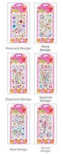 DIY gemstone sticker set with colorful acrylic gems in six various animal designs