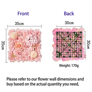 Pink rose and hydrangea floral backdrop panel, 35x35cm faux wall for wedding decor