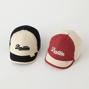 Short brim Boston baseball cap for toddlers with contrasting colors and embroidery
