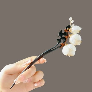 Épingle À Cheveux En Bois Fleur De Magnolia Vintage Style Chinois Élégante Accessoire Pour Femmes Fait Main