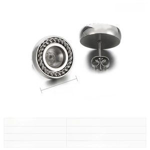 Macro view of 12mm stainless steel round earring bases with braided textured edges