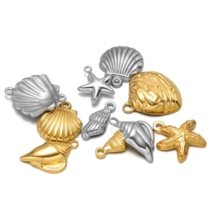 Starfish Conch Shell Pendants Stainless Steel Ocean Theme For DIY Necklace Bracelet Making Craft