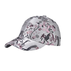 Light gray baseball cap with detailed floral embroidery and Boy side script