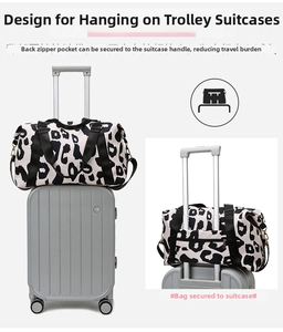 Grand sac de voyage motif vache, tissu oxford imperméable, sangle pour valise.