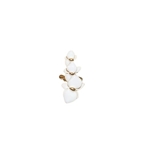 Elegant white and gold enamel flower ear clips with minimalist drip oil butterfly style
