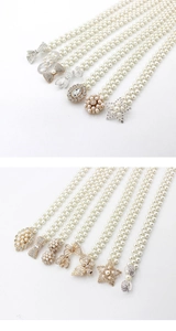 Détails de ceintures en perles élastiques avec boucles fleur et nœud en strass