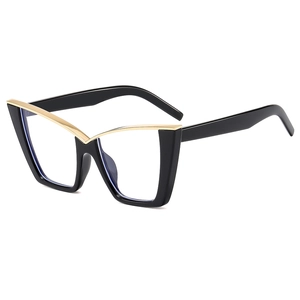 Cat eye blue light blocking glasses with black and gold frame for a stylish look