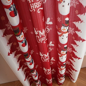 Festive American Christmas curtains with snowman print and Merry Christmas text decor