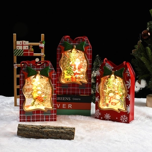 Christmas Musical Water Lantern LED Light Snowing Gift Bag Shape Festive Home Decor Holiday Ornament