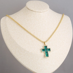 Hip Hop Copper Cross Pendant Necklace Inlaid Colorful Square Zirconia Gold Silver Plated Corn Bead Chain Jewelry For Women Party