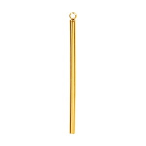 Detailed view of a slender gold-finished 304 stainless steel bar pendant for DIY necklaces