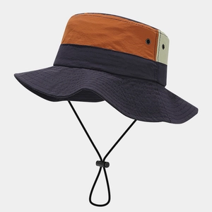 Καπέλο Bucket Με Φαρδύ Γείσο Color Block Πολυεστέρας Γρήγορο Στέγνωμα Αντηλιακή Προστασία Πεζοπορία Εξωτερικού Χώρου Με Λουράκι
