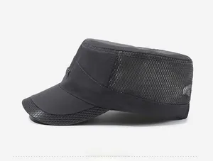 Vue latérale de la casquette militaire gris foncé avec mesh respirant et broderie sport