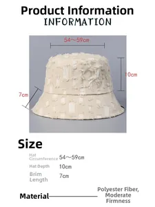 Tableau des tailles du chapeau bob beige avec tour de tête de 54-59cm et détails