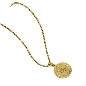 Collier signe du zodiaque Scorpion en acier inoxydable doré 18K avec chaîne box