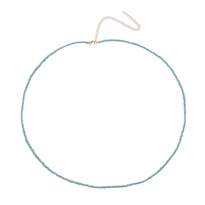 Bohemian light blue seed bead waist chain with adjustable gold lobster clasp