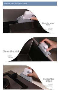 Multi-use 2-in-1 crevice cleaning brush for kitchen stoves, sinks, and window tracks