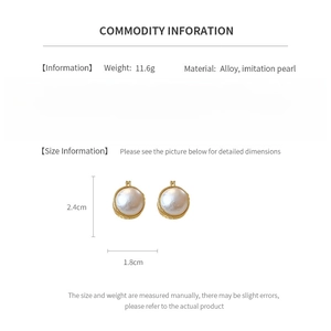 Infos de taille et détails des boucles d'oreilles perles rétro français 2.4cm x 1.8cm