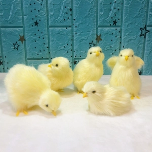 Set of five realistic yellow plush chicks in various lifelike poses for Easter decor