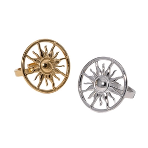 Gold and silver minimalist sun rings for women in polished stainless steel finish