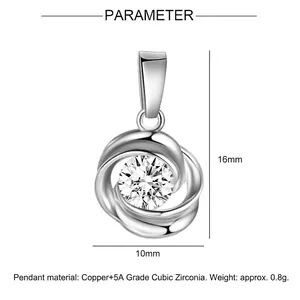 Detail view of twisted pendant with 16mm height and 10mm width measurement labels
