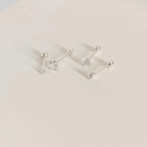 Detailed set of S925 sterling silver stud earrings in four sizes with secure screw-back