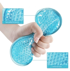 Close-up of flexible blue gel eye mask showing high-quality PVC and soft gel beads
