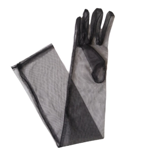 Elegante 70 cm lange schwarze Tüll-Brauthandschuhe für Hochzeiten und Abendkleid-Accessoires