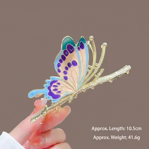Detail of fishtail claw clip with blue enamel, pearls and dimensions 10.5cm and 41.6g