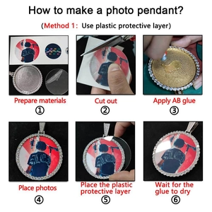 Step-by-step tutorial for DIY photo pendant necklace with sparkling zirconia stones