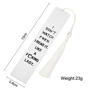 Stainless steel bookmark with I Don't Watch Porn text, tassel, and 13x2.6cm dimensions