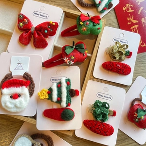 Set d'accessoires cheveux Noël pour enfants avec motifs Père Noël et sapin sur cartes