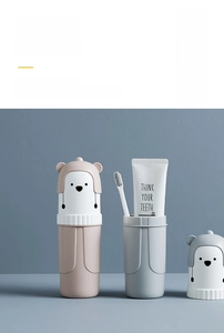 Détails des gobelets de voyage portables rose et gris avec oreilles d'ours mignonnes