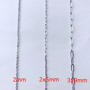 Silver stainless steel cross and oval chain links in 2mm, 2x5mm, and 3x9mm for DIY jewelry