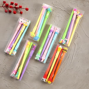 Cartoon glowing gel pens with unicorn and dinosaur toppers in 18-piece bulk packaging