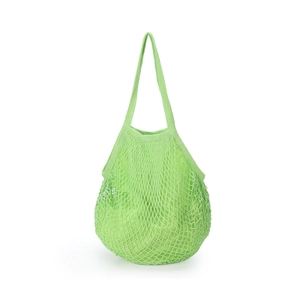 Eco-friendly grass green mesh tote bag for summer shopping with woven net structure