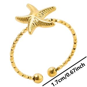 Detaillierte Messung des goldenen Seesternrings mit einem Durchmesser von 1,7 cm