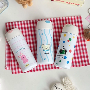 Trois mini flacons à vide en acier 316 avec d'adorables motifs de lapins et d'ours