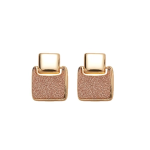 Elegant 18k gold plated square starry sky pendant earrings with sparkling glitter finish