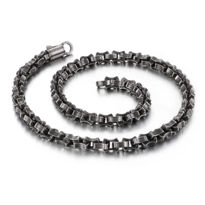 18K gold plated geometric stainless steel chain necklace with square links and lobster clasp